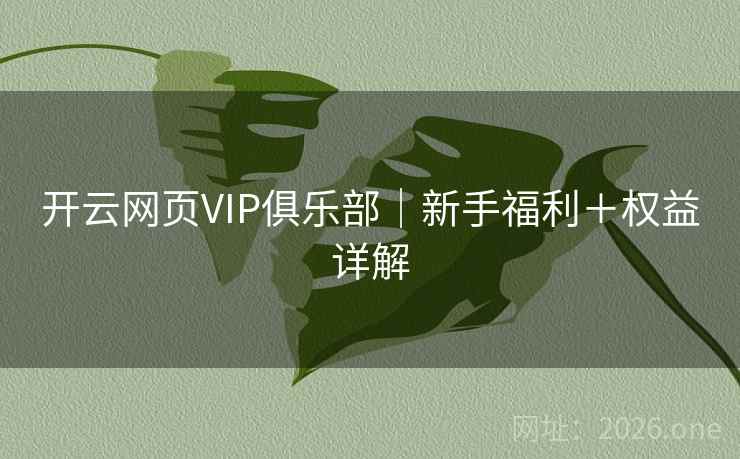 开云网页VIP俱乐部｜新手福利＋权益详解
